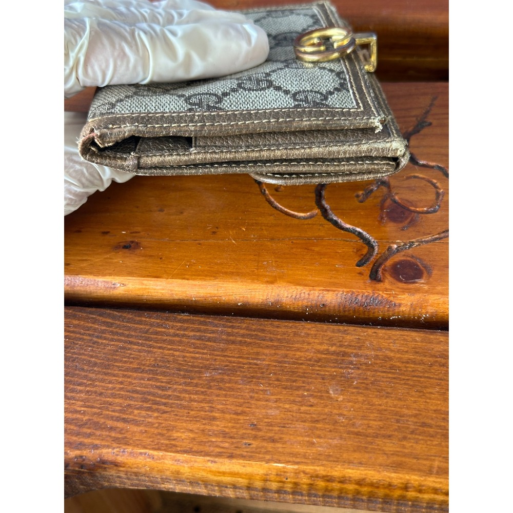 Vintage Gucci GG Supreme Monogram Bifold Wallet Brown Leather Interlocking G Log - Picture 16 of 16
